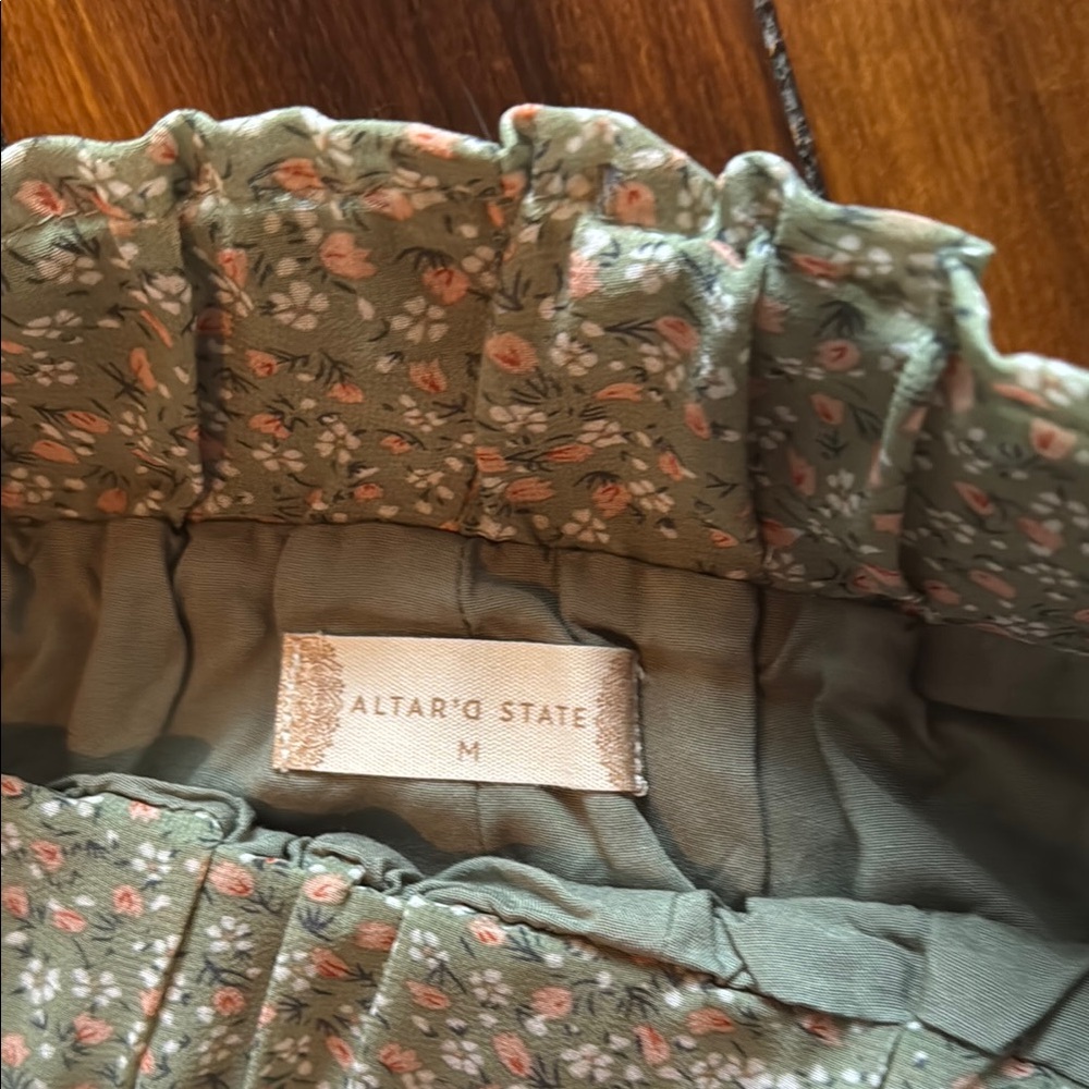 Altar'd State Floral Mini Skort - Green and White - Picture 2 of 3